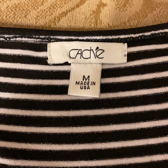 Cache NWOT Crystal Embellished Striped Top With Ruched Sides - Picture 9 of 16